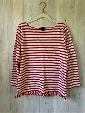 J. Crew Striped Cotton Boatneck Top Size M